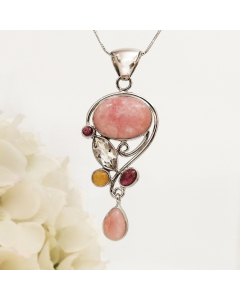 Castle Pink Opal Pendant - with topaz and tourmaline