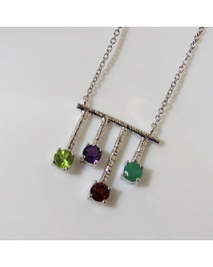 Birthstone Party Necklace - Amethyst, Emerald, ruby, Peridot
