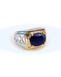 Majesty Men Sapphire Ring With Gold Cover