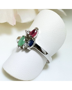 Trio Cluster Ring - Ruby, Emerald,Sapphire