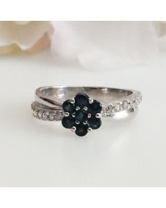 Sapphire Daisy Flower Ring