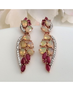 Exult Earrings - Ruby & Opal