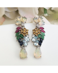 Felicitate Earrings - Opal, Ruby, Emerald, Citrine, Blue Sapphire, Aquamarine