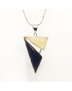 Triangle Pendant - Calcite & Lapis Lazuli