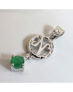 Birthstone Initials Pendant - Emerald