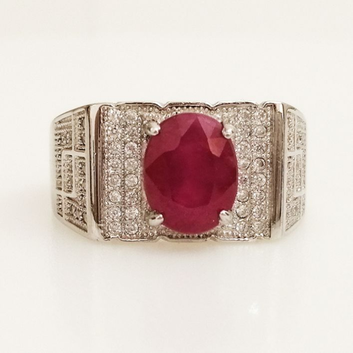 Alternating Diamonds & Rubies Wedding Band, Mens Ruby Wedding Ring, Vintage  Unisex Anniversary Ring, 0.81 Carat 14K Black Gold 6 mm