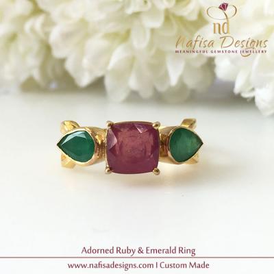 Adorned Ruby & Emerald Ring