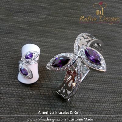 Marquise Amethyst Bracelet & Ring