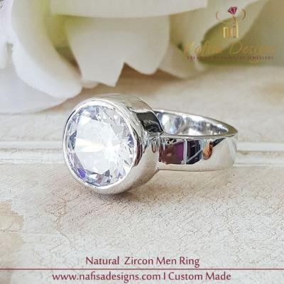 Natural Zircon Men Ring