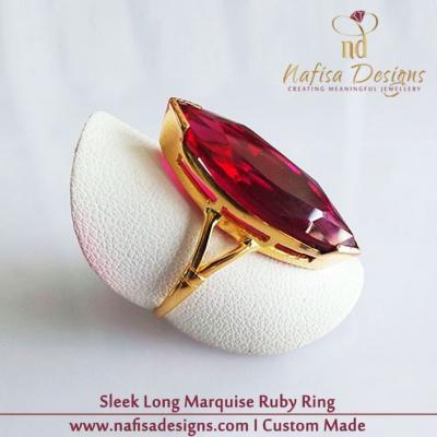 Sleek Long Marquise Ruby Ring