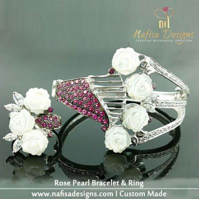 Rose Pearl Bracelet & Ring