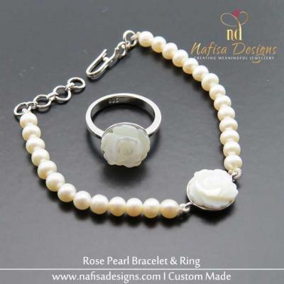 Rose Pearl Bracelet & Ring