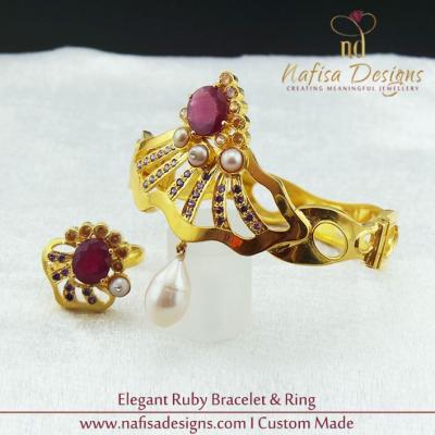 Elegant Ruby Bracelet & Ring