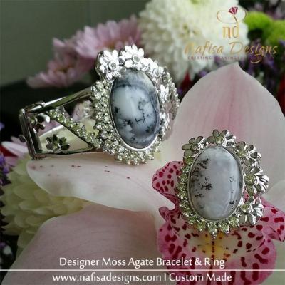 Moss Agate Bracelet & Ring