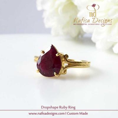 Drop Shape Ruby Ring