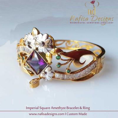 Imperial Square Amethyst Bracelet & Ring